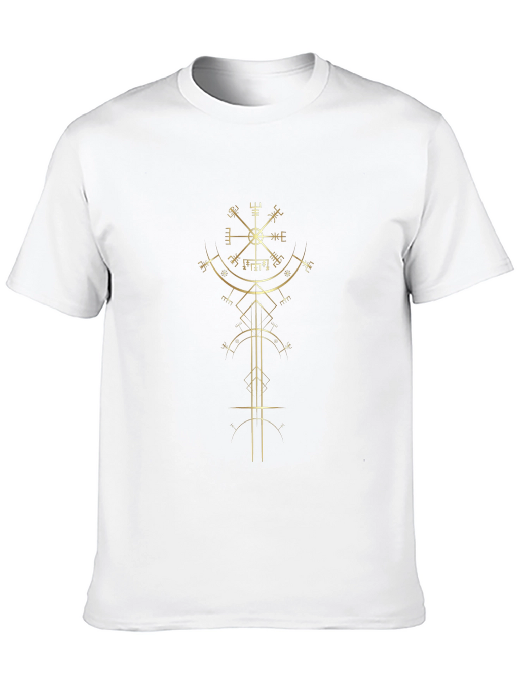 Golden Vegvisir Viking Compass Black T-Shirt