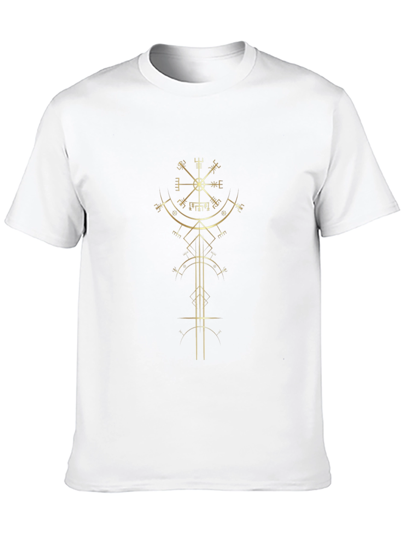 Golden Vegvisir Viking Compass Black T-Shirt