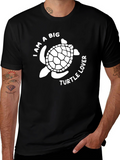 Turtle Lover Graphic Tee - Black Cotton Casual Shirt