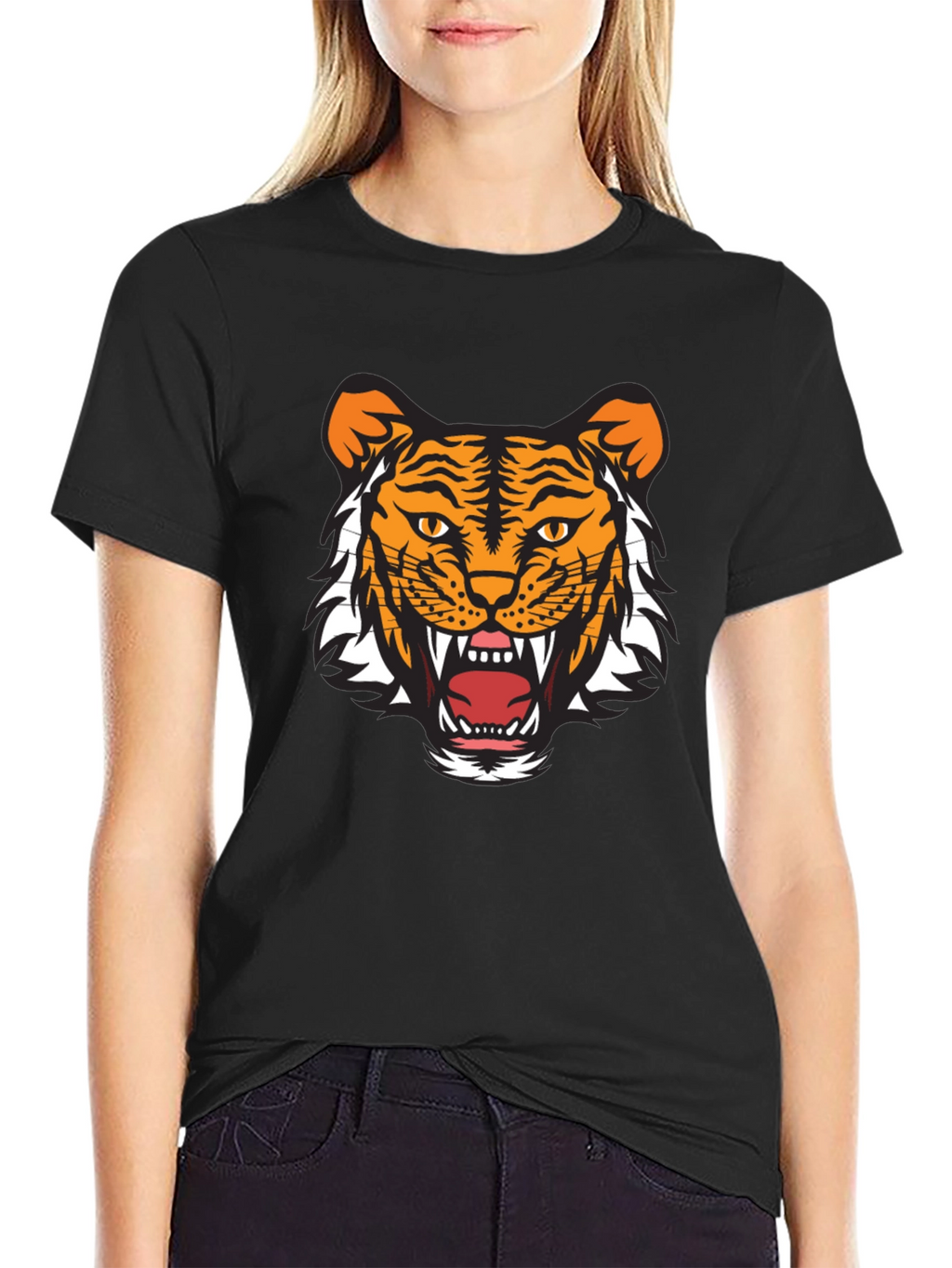 Tiger Graphic Tee - Fierce Black Cotton T-Shirt