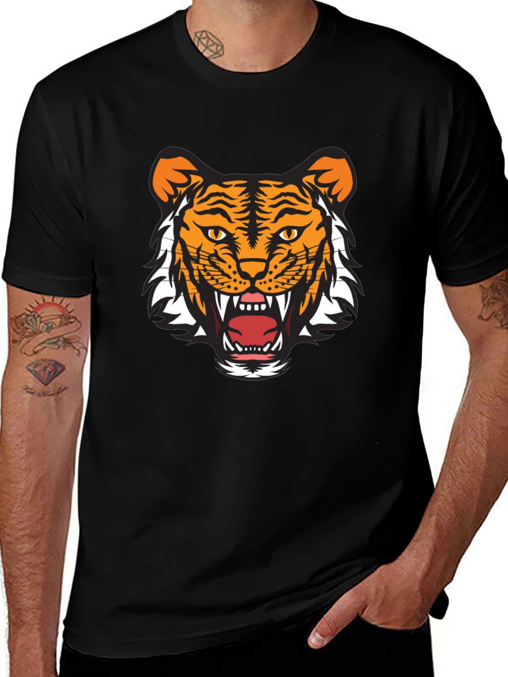 Tiger Graphic Tee - Fierce Black Cotton T-Shirt