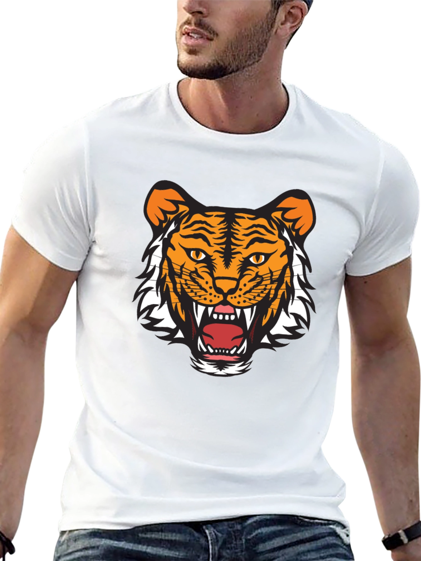 Tiger Graphic Tee - Fierce Black Cotton T-Shirt