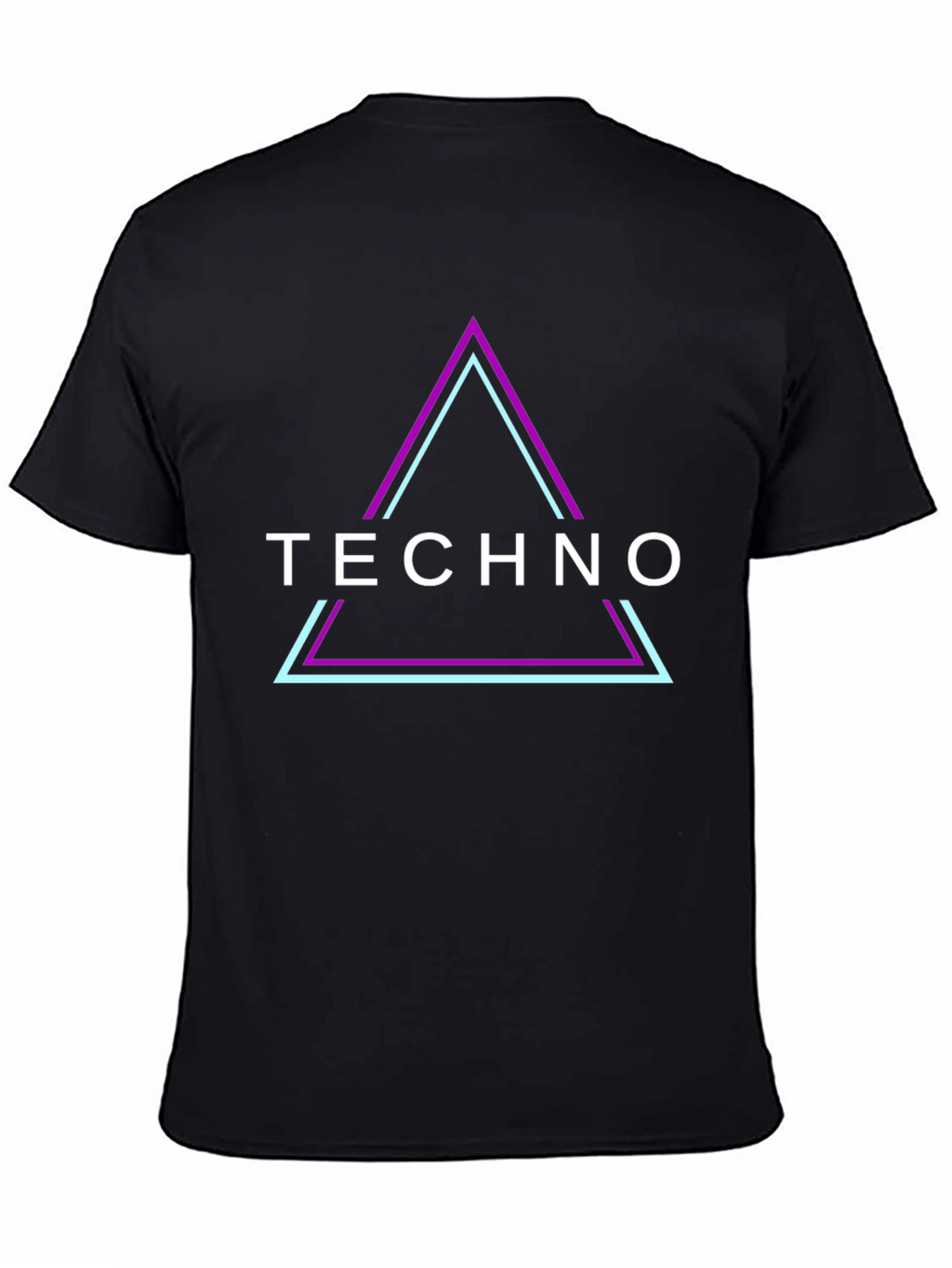 Techno Triangle Graphic Tee - Black Cotton T-Shirt
