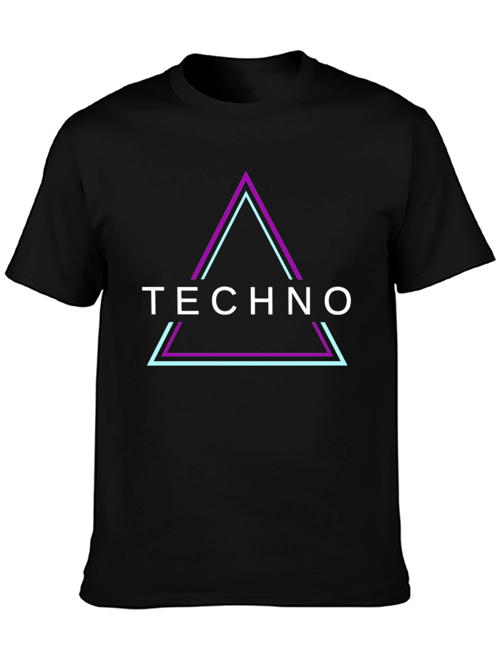 Techno Triangle Graphic Tee - Black Cotton T-Shirt