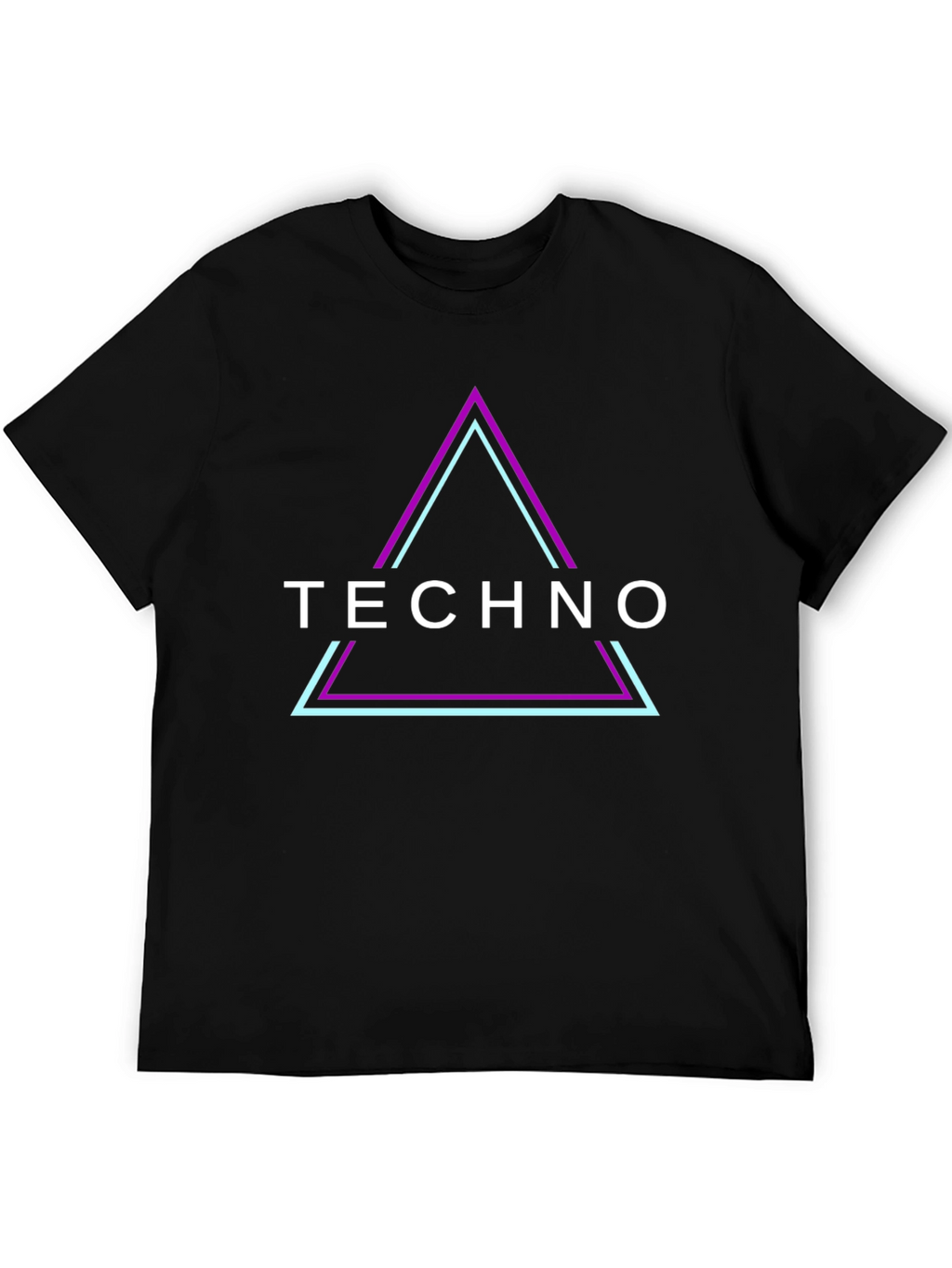 Techno Triangle Graphic Tee - Black Cotton T-Shirt