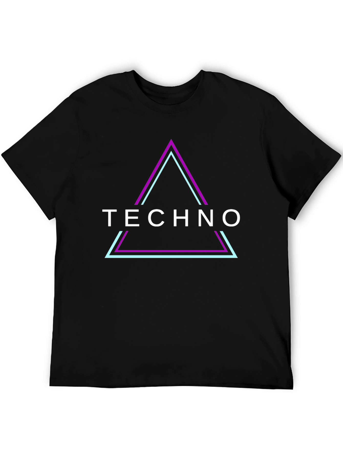 Techno Triangle Graphic Tee - Black Cotton T-Shirt