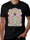 Retro Mushroom Graphic Tee - Black