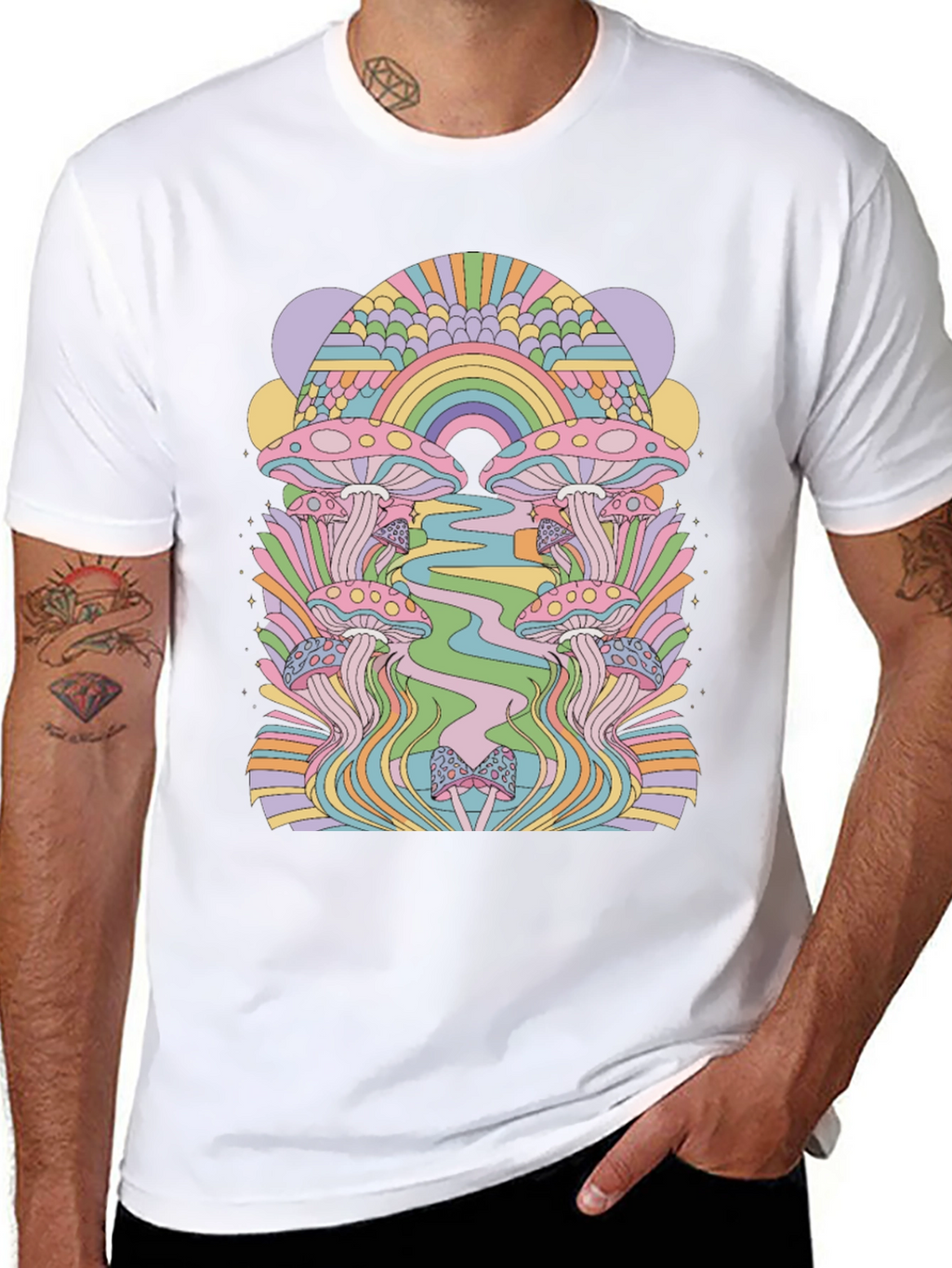 Retro Mushroom Graphic Tee - Black