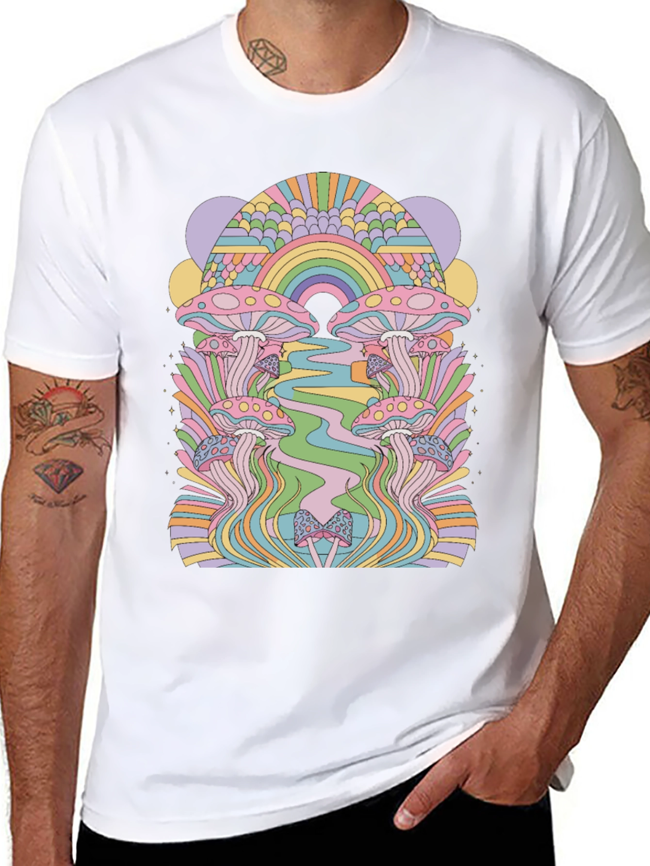Retro Mushroom Graphic Tee - Black