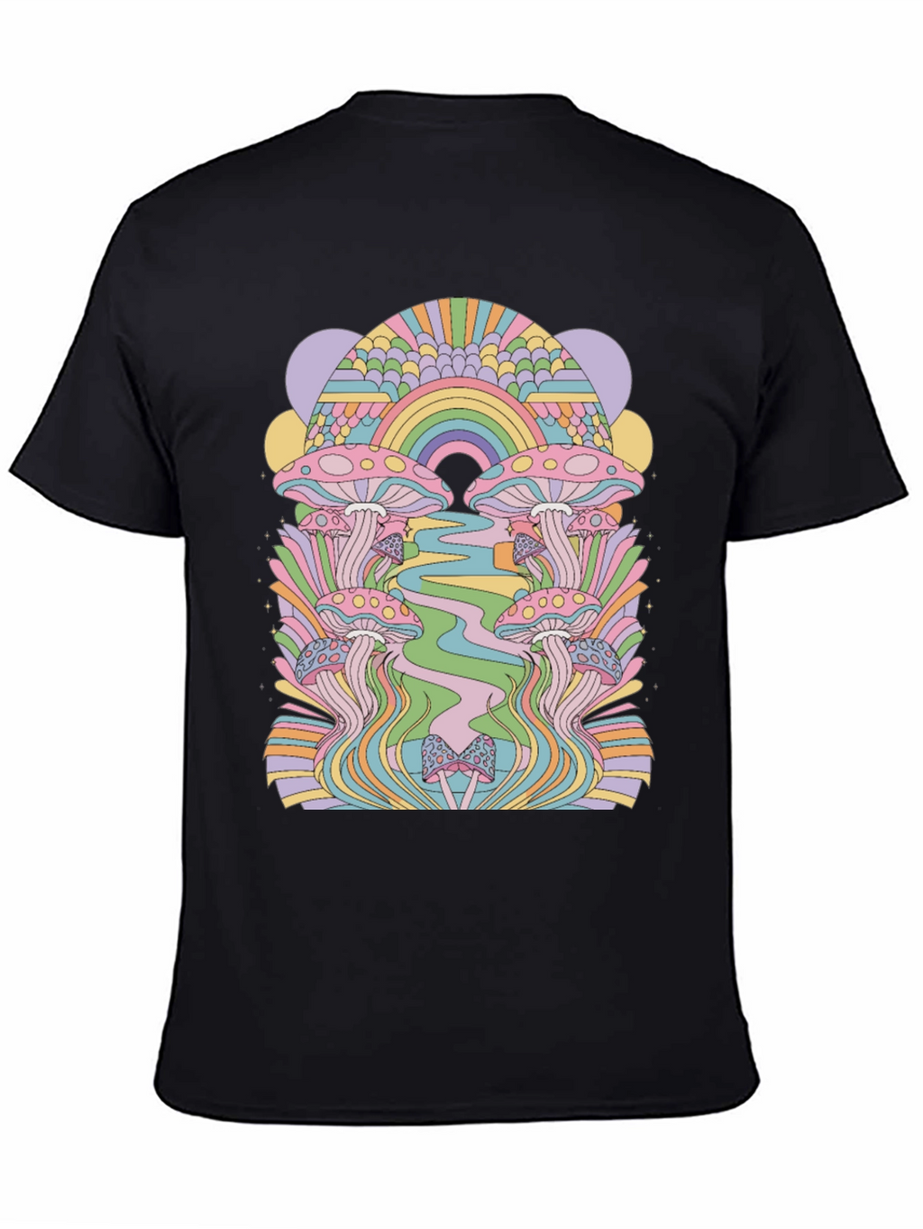 Retro Mushroom Graphic Tee - Black