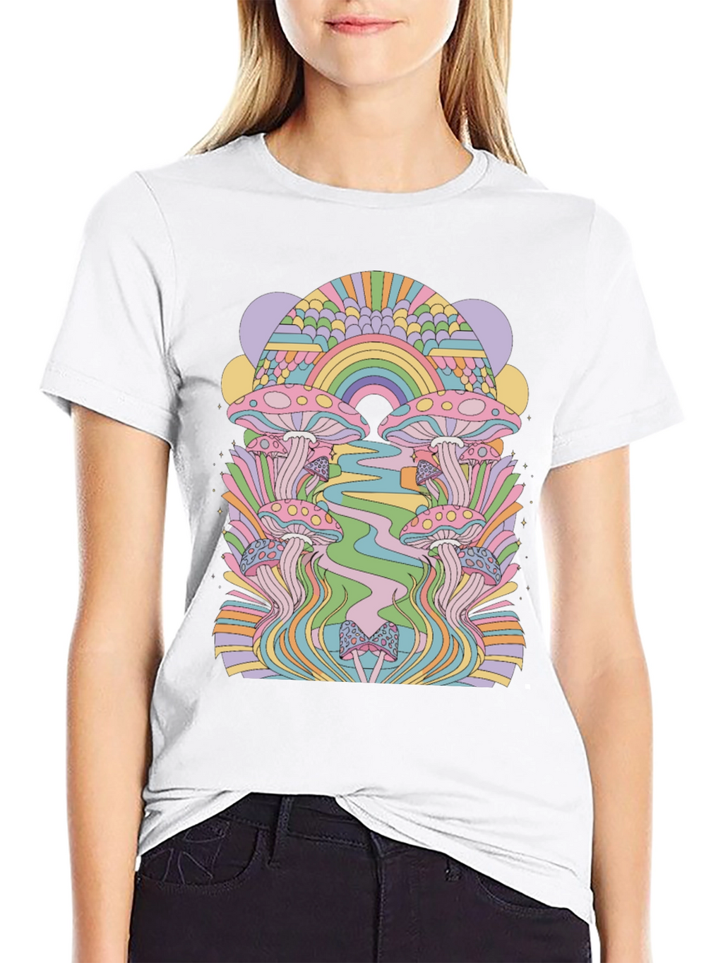 Retro Mushroom Graphic Tee - Black