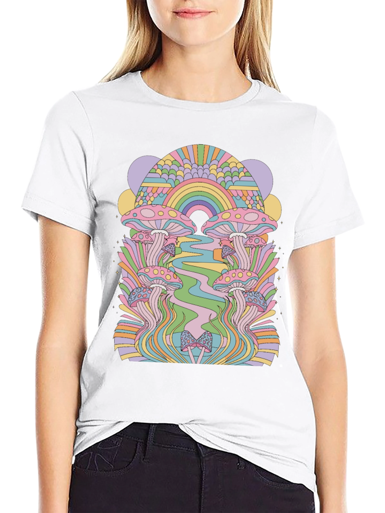 Retro Mushroom Graphic Tee - Black