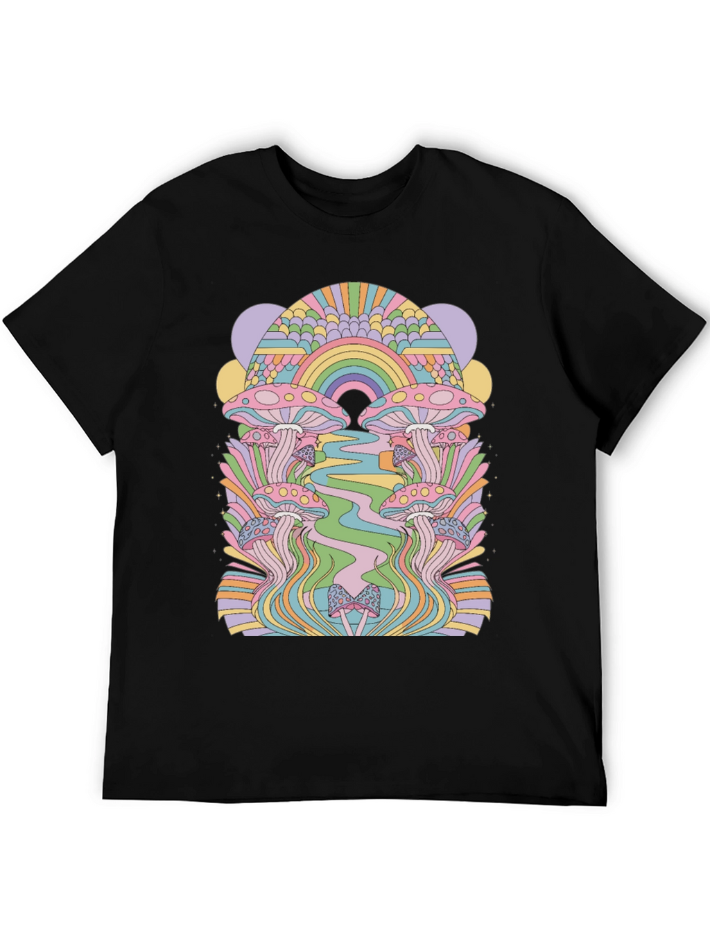 Retro Mushroom Graphic Tee - Black