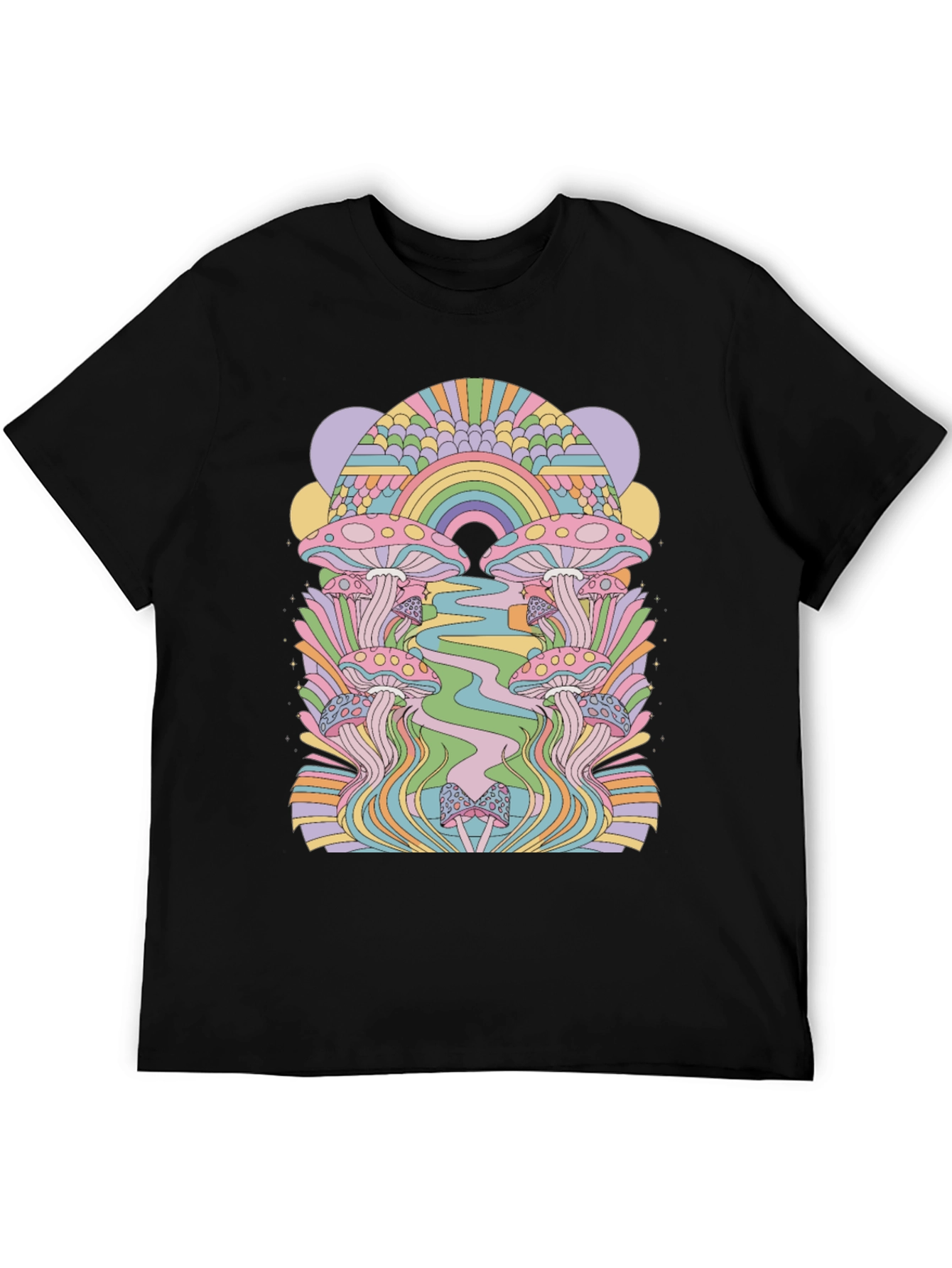 Retro Mushroom Graphic Tee - Black