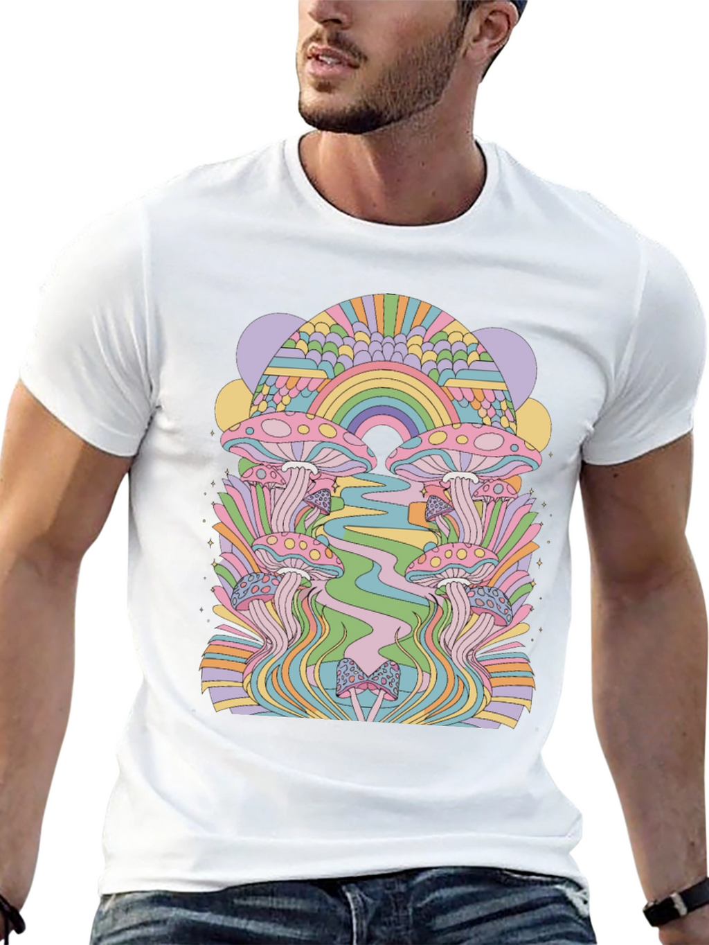 Retro Mushroom Graphic Tee - Black