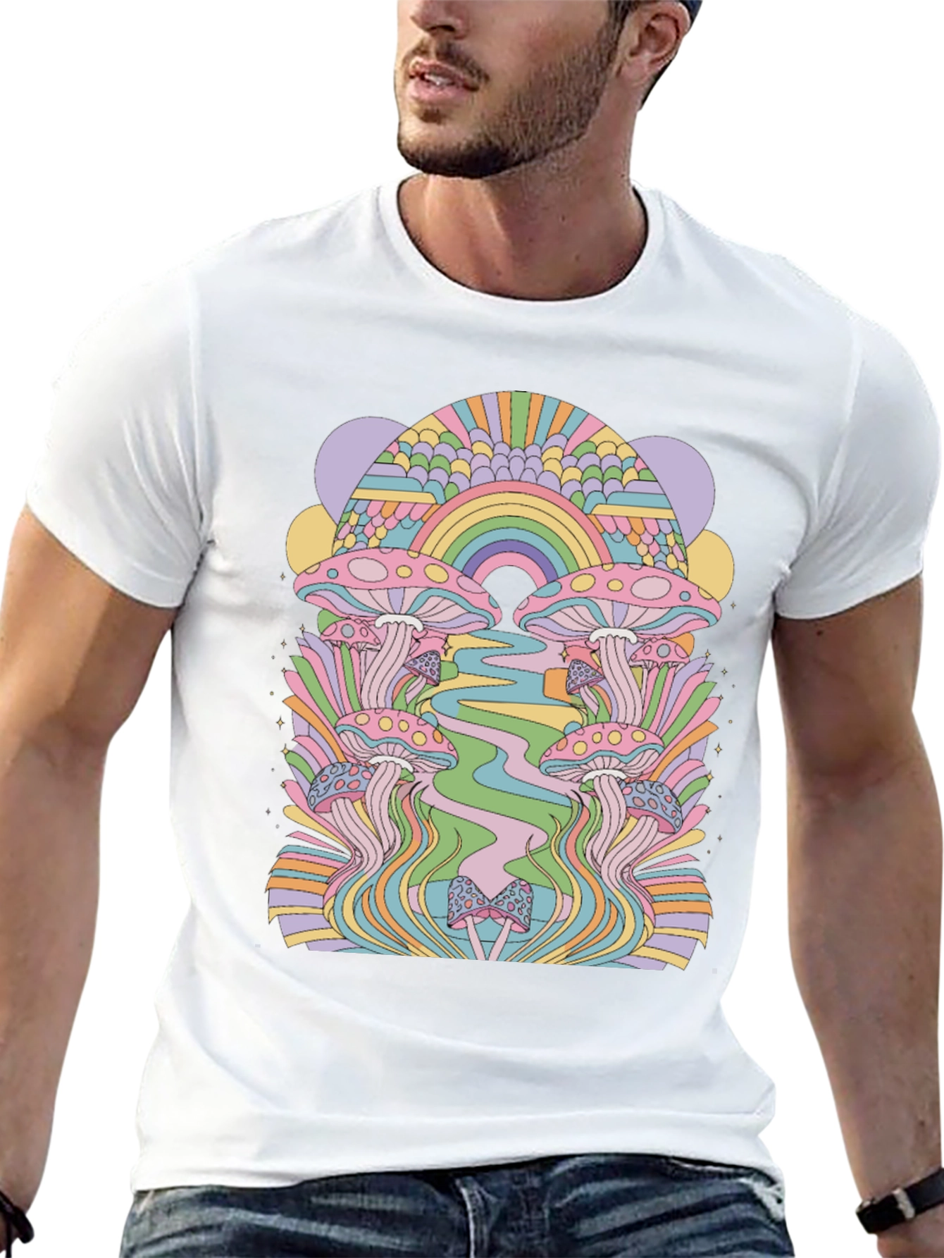 Retro Mushroom Graphic Tee - Black