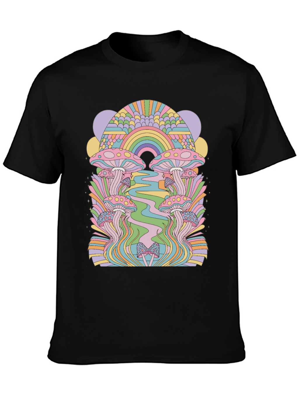 Retro Mushroom Graphic Tee - Black