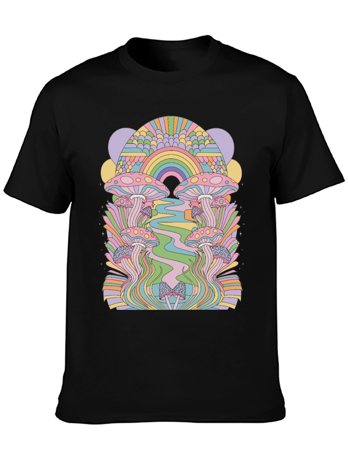 Retro Mushroom Graphic Tee - Black