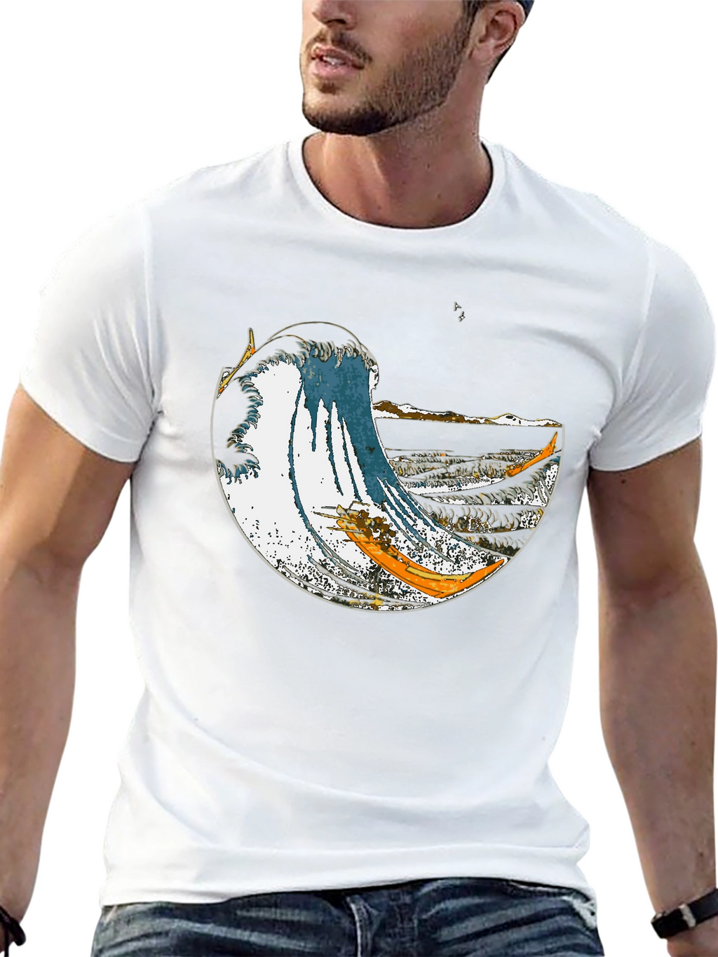 Great Wave Graphic Tee - Stylish Cotton Blend
