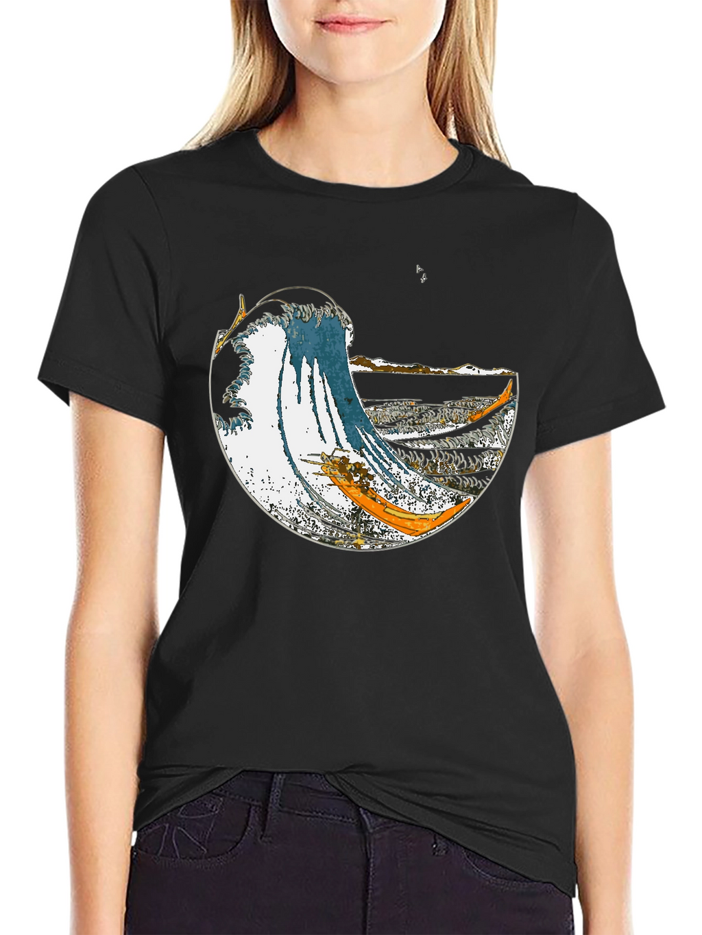 Great Wave Graphic Tee - Stylish Cotton Blend