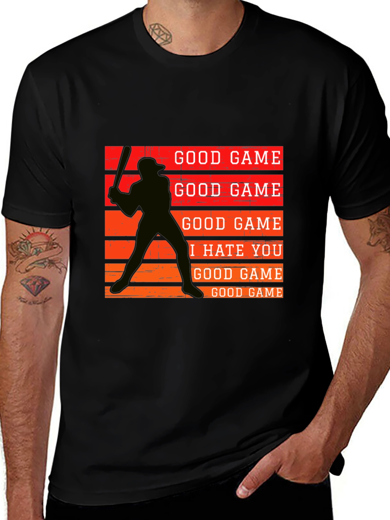 Baseball Silhouette Graphic Tee - Good Game I Hate You
