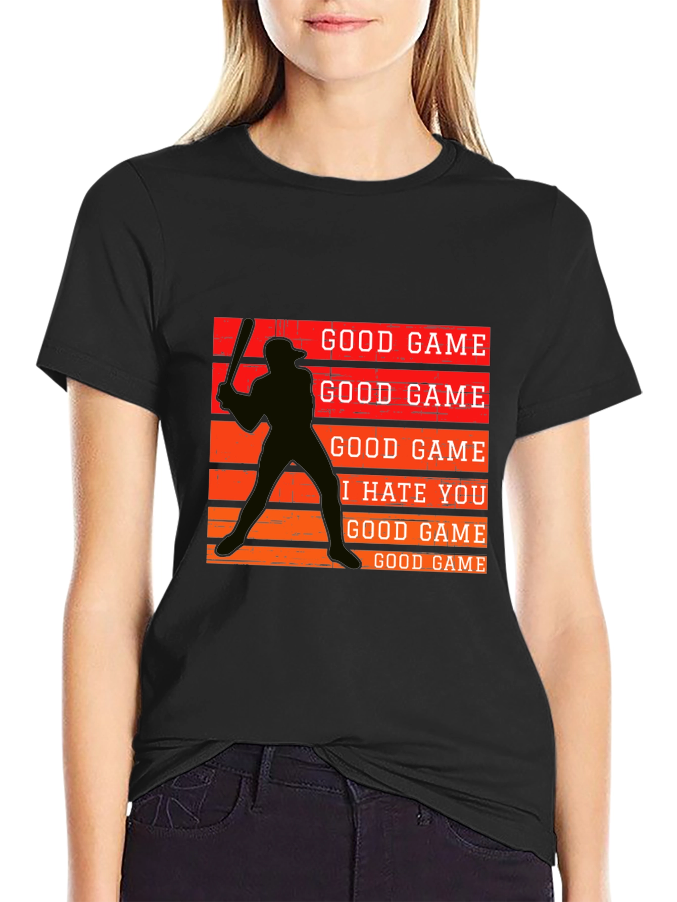 Baseball Silhouette Graphic Tee - Good Game I Hate You