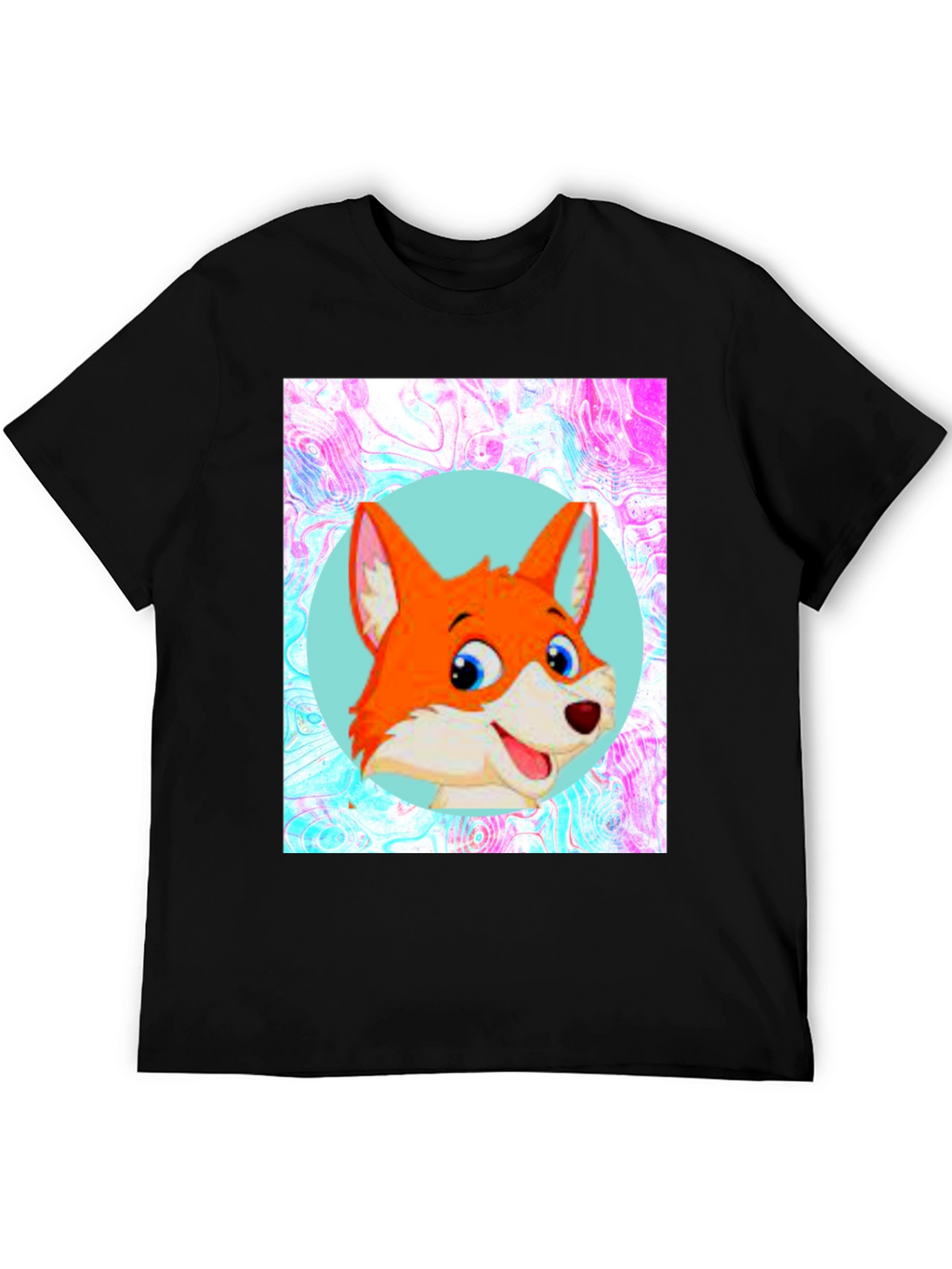 Cartoon Fox Graphic Tee - Unisex Black T-Shirt