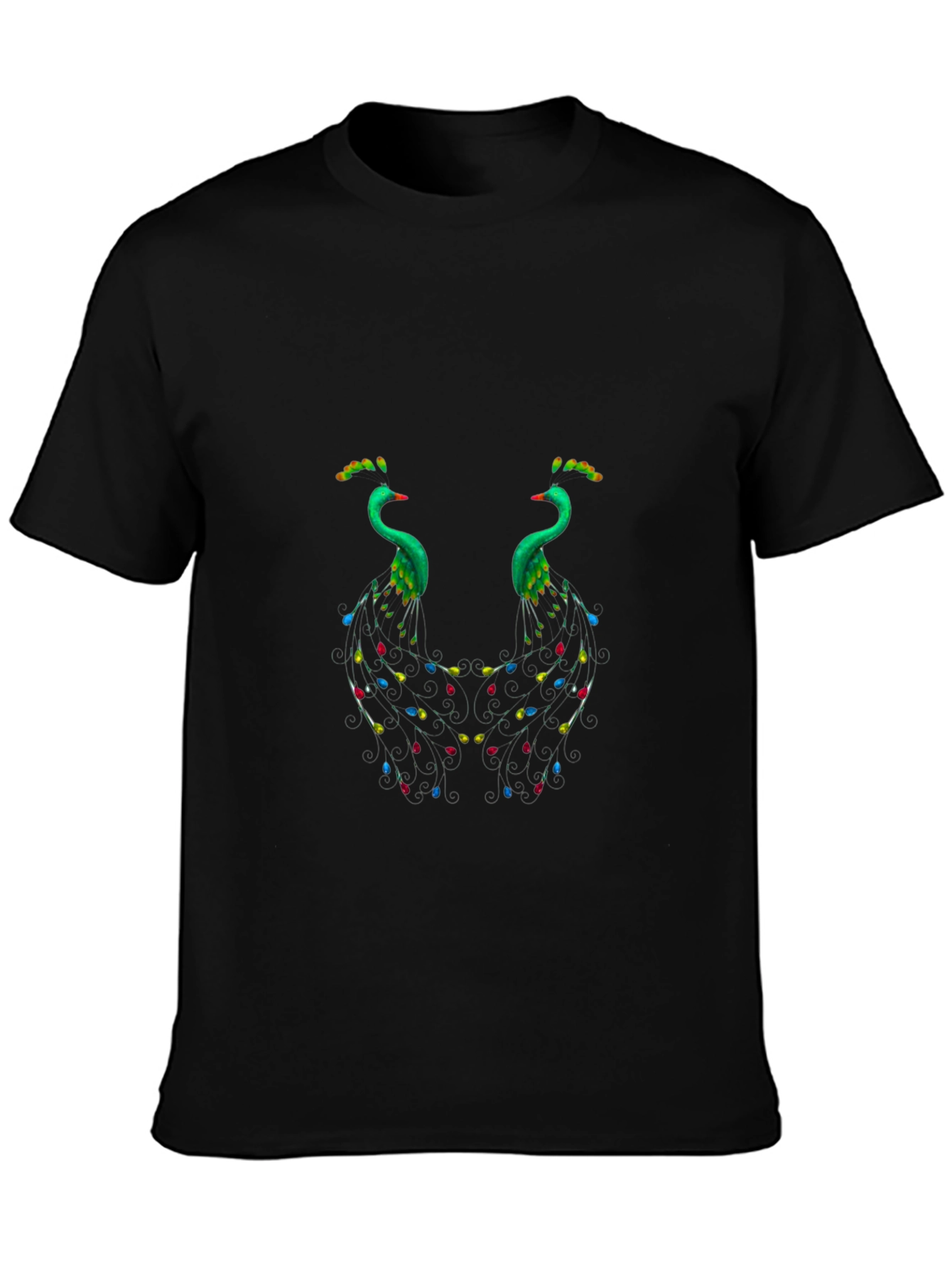 Peacock Graphic Black T-Shirt