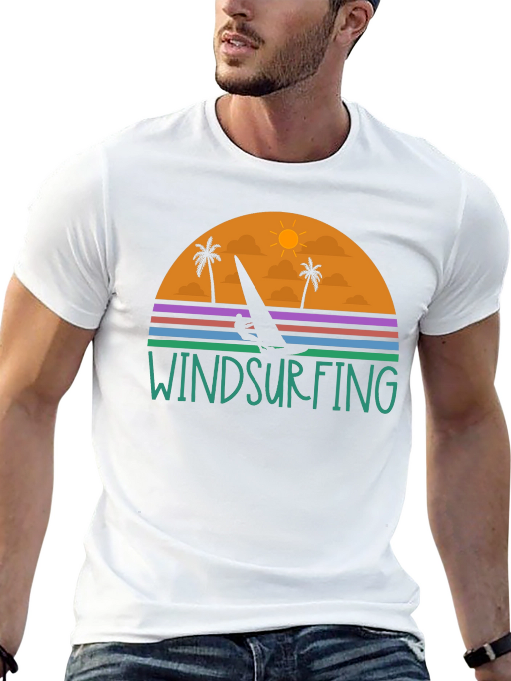 Windsurfing Sunset Graphic Tee - Black