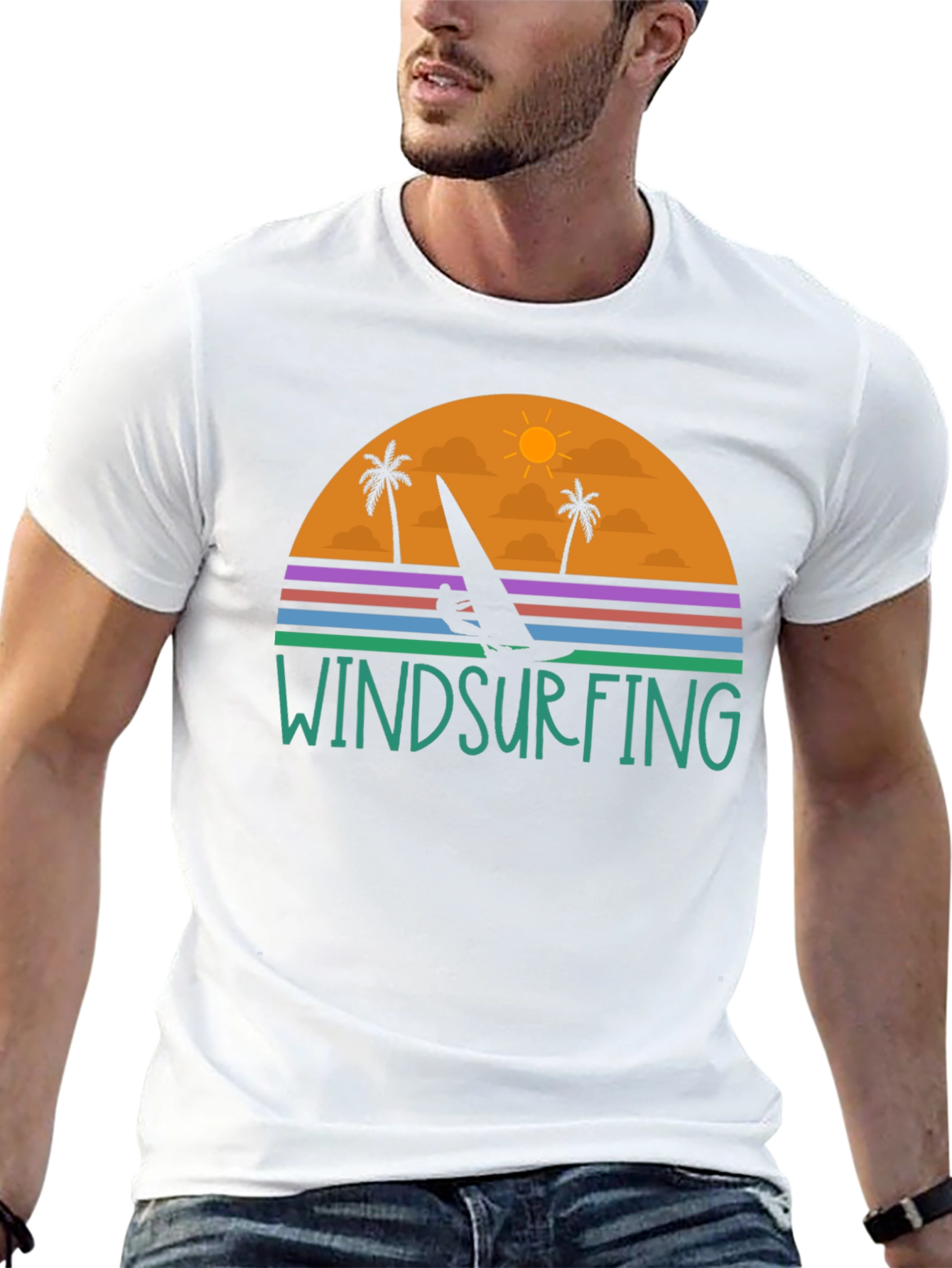 Windsurfing Sunset Graphic Tee - Black