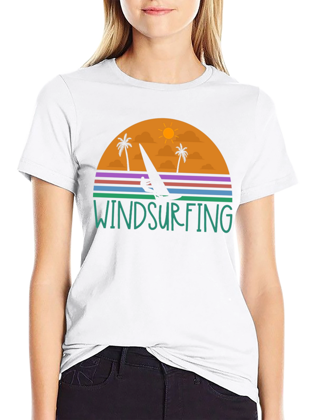 Windsurfing Sunset Graphic Tee - Black
