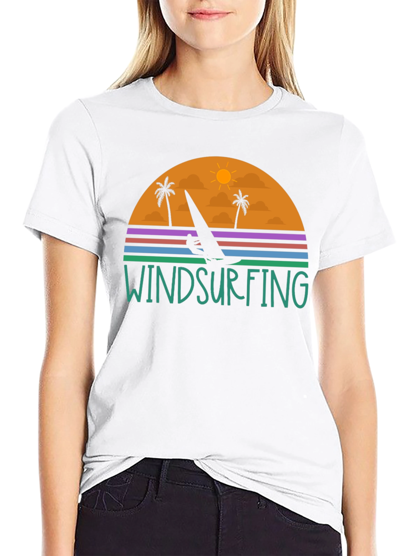 Windsurfing Sunset Graphic Tee - Black