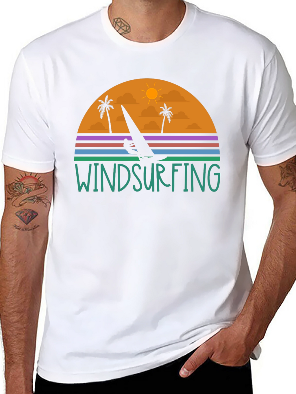 Windsurfing Sunset Graphic Tee - Black