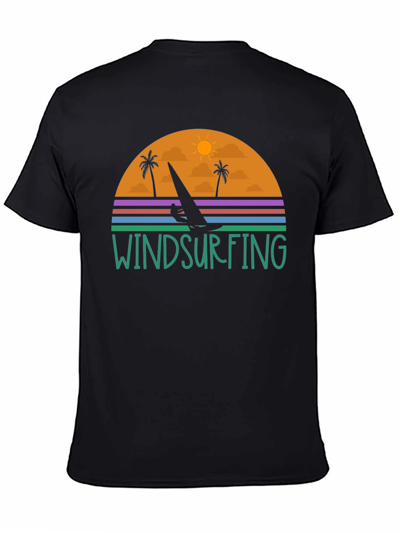 Windsurfing Sunset Graphic Tee - Black