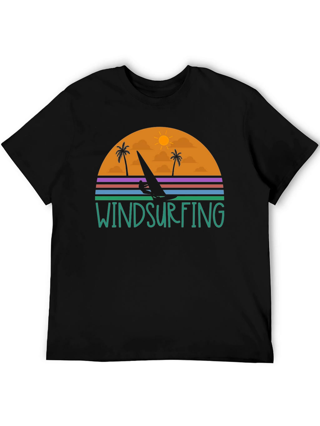 Windsurfing Sunset Graphic Tee - Black