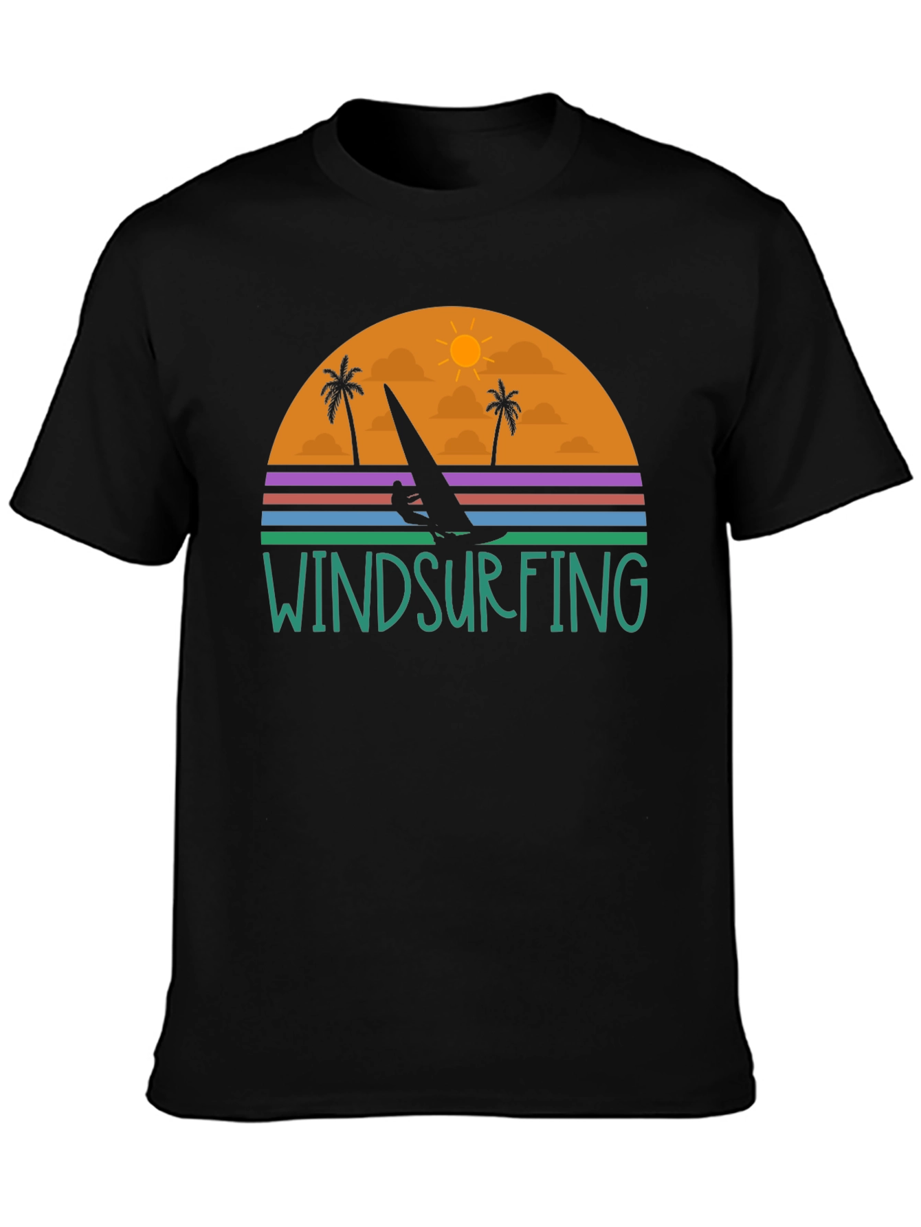 Windsurfing Sunset Graphic Tee - Black