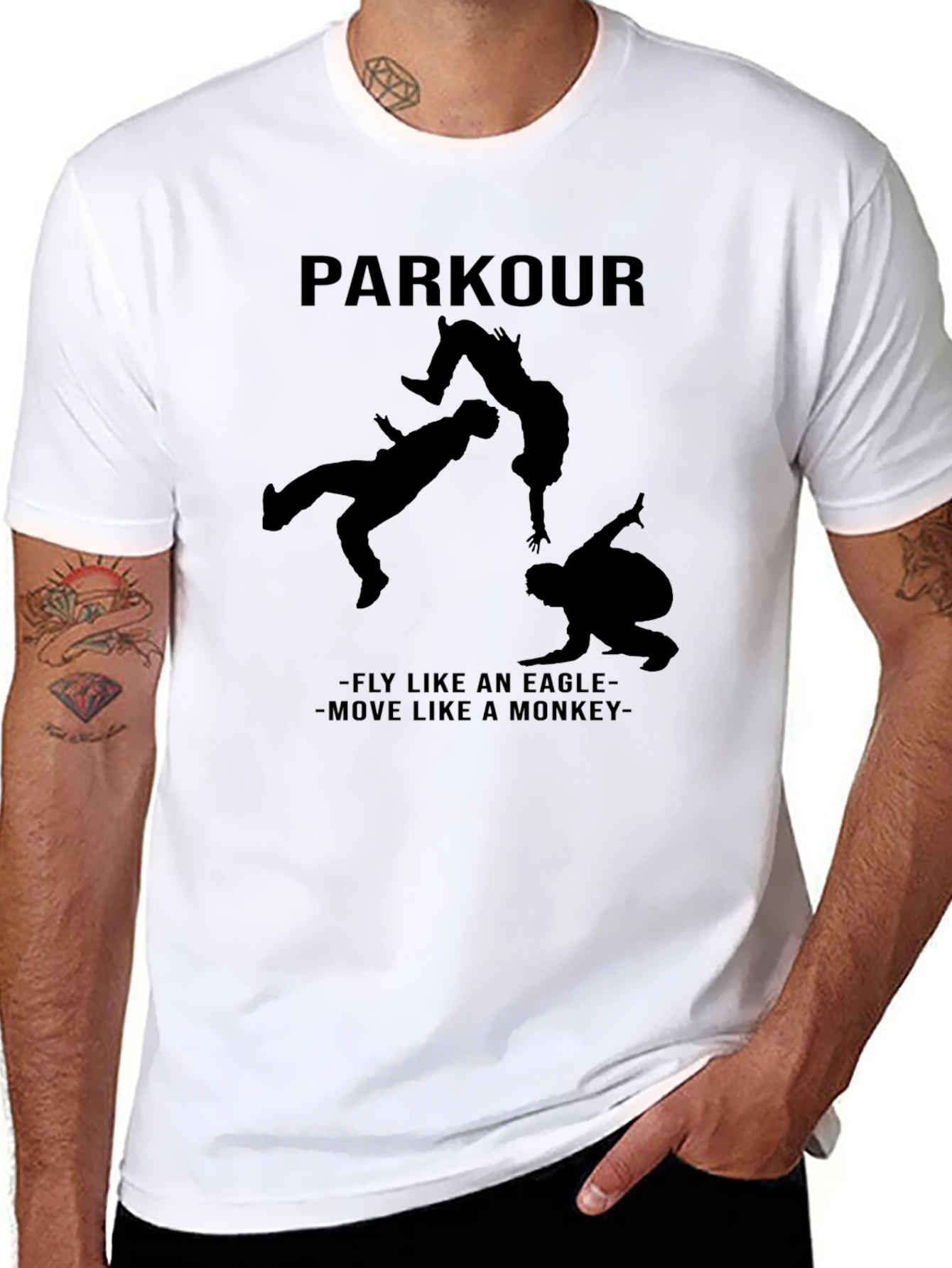 Parkour Silhouette Graphic Black T-Shirt