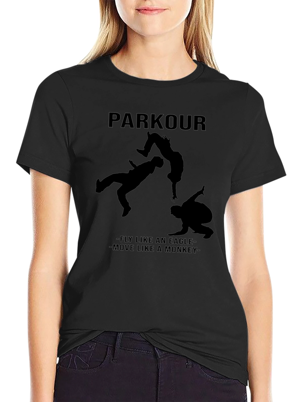 Parkour Silhouette Graphic Black T-Shirt