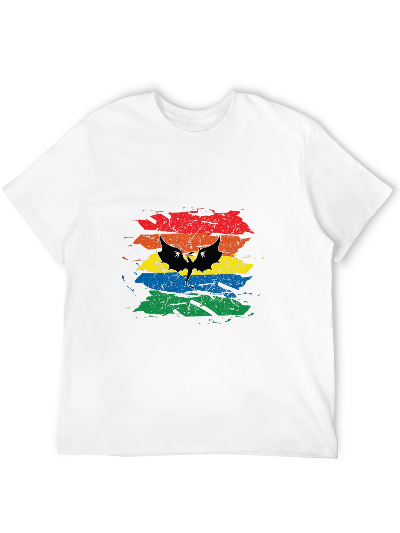 Rainbow Bat Graphic Tee - Mens Black T-Shirt
