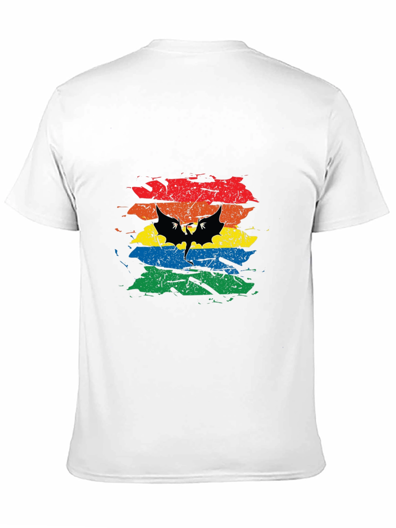 Rainbow Bat Graphic Tee - Mens Black T-Shirt