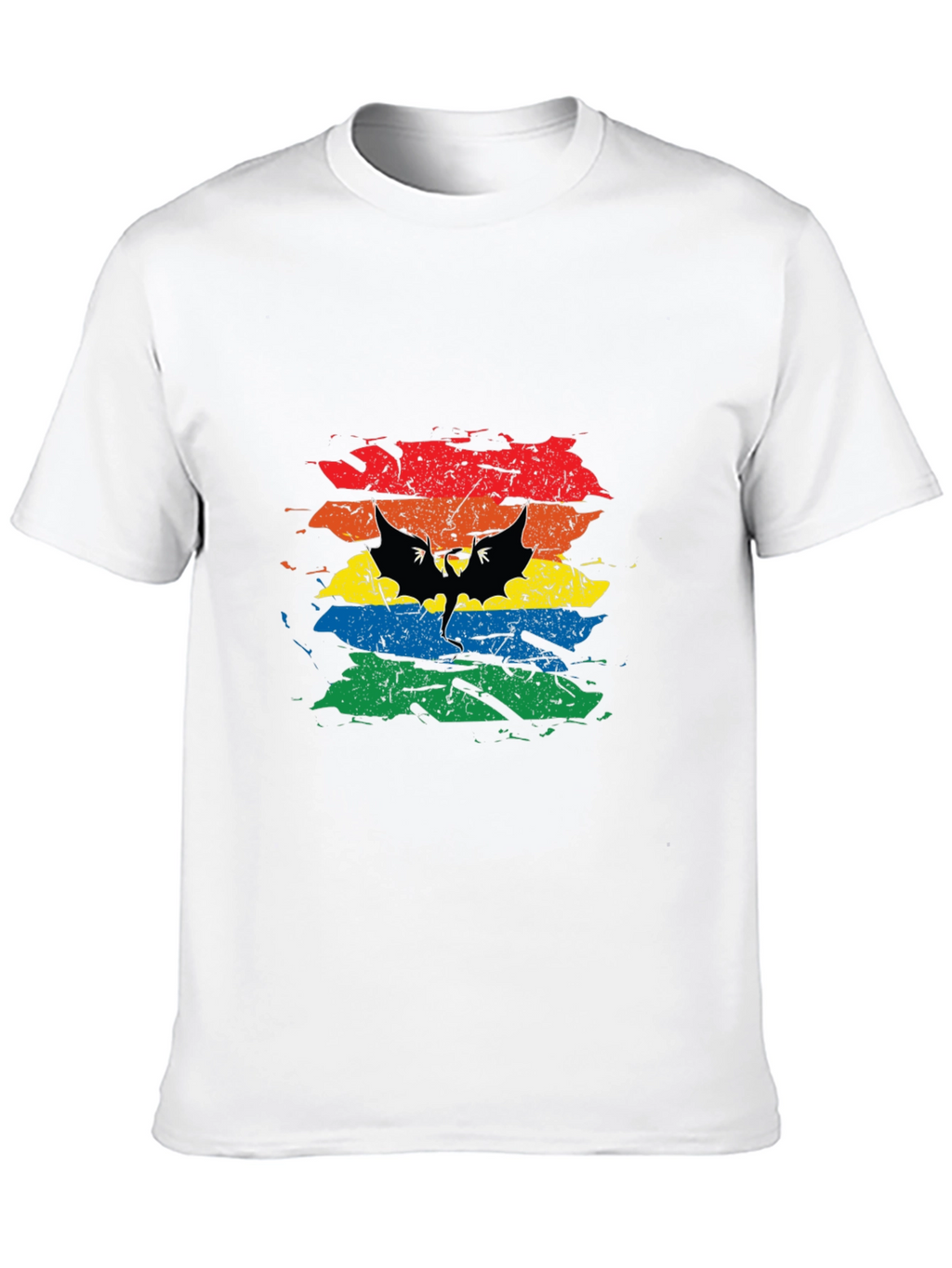 Rainbow Bat Graphic Tee - Mens Black T-Shirt
