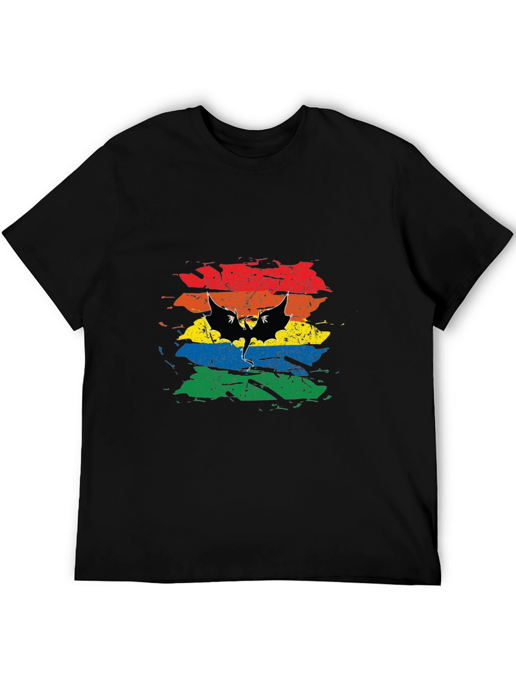 Rainbow Bat Graphic Tee - Mens Black T-Shirt