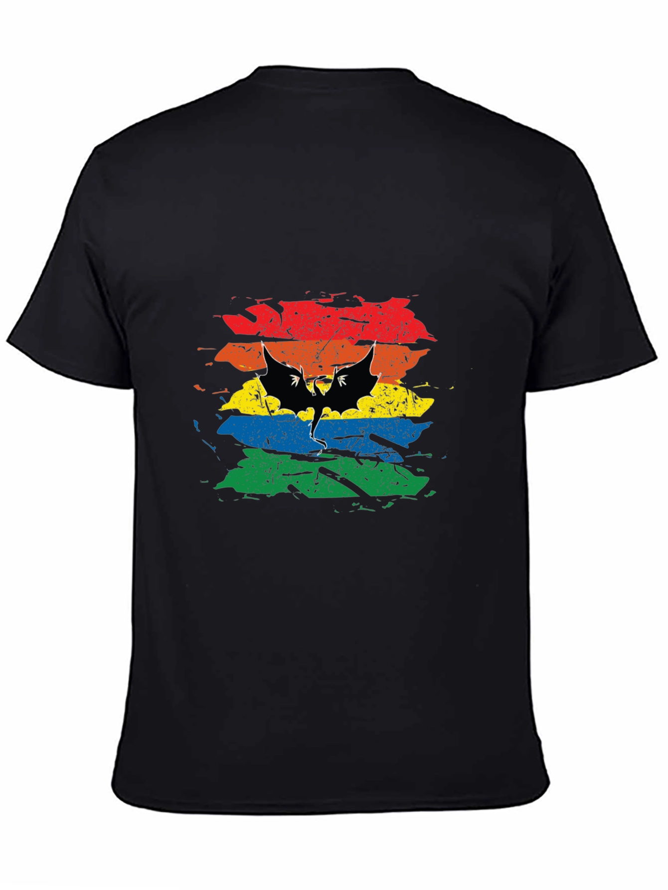 Rainbow Bat Graphic Tee - Mens Black T-Shirt