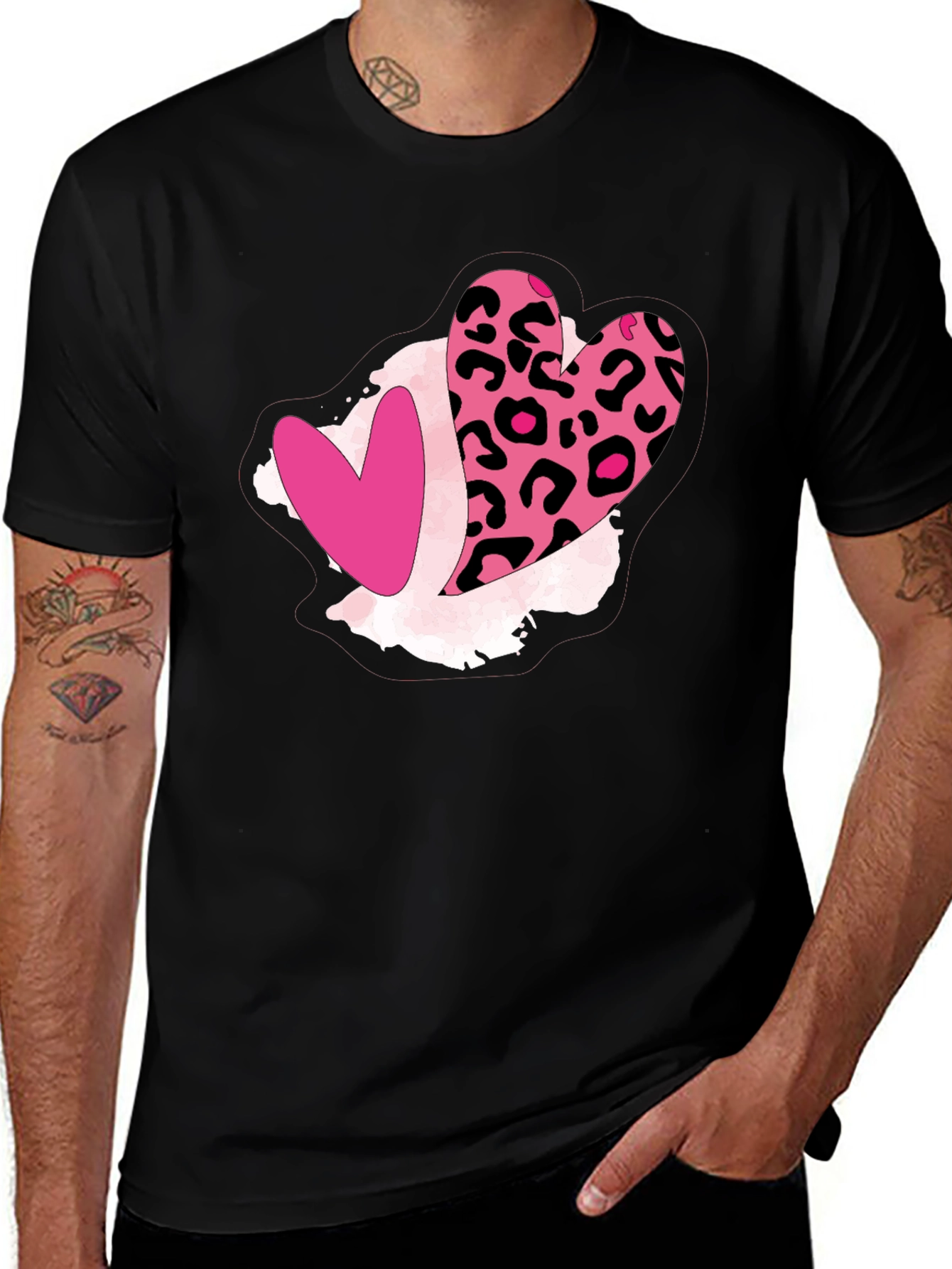 Leopard Heart Graphic Tee - Valentines Day Shirt