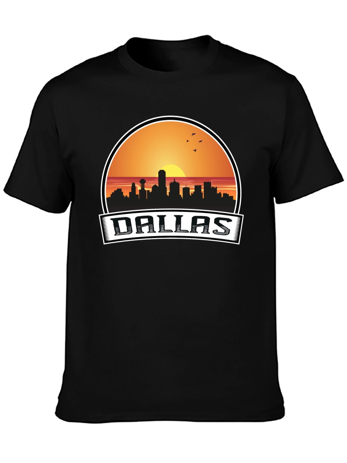 Dallas Skyline Graphic T-Shirt - Sunset Design