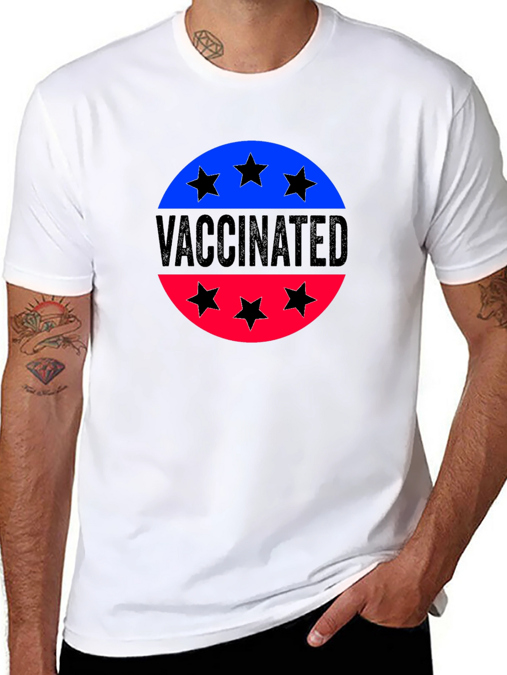 Vaccinated Patriotic Tee - Black Cotton Shirt