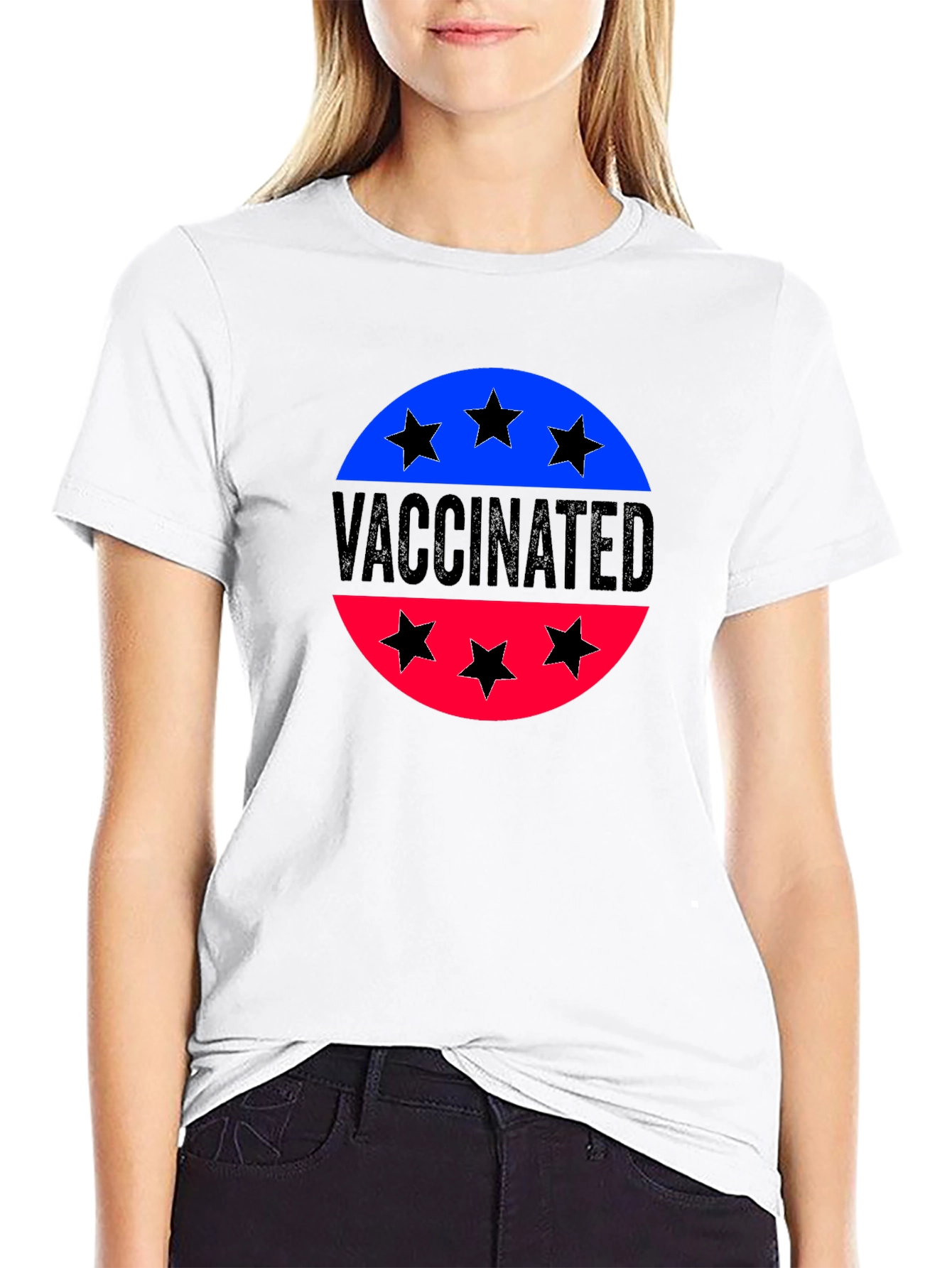 Vaccinated Patriotic Tee - Black Cotton Shirt