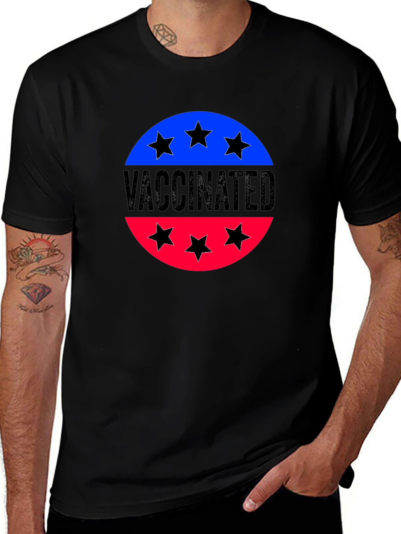 Vaccinated Patriotic Tee - Black Cotton Shirt