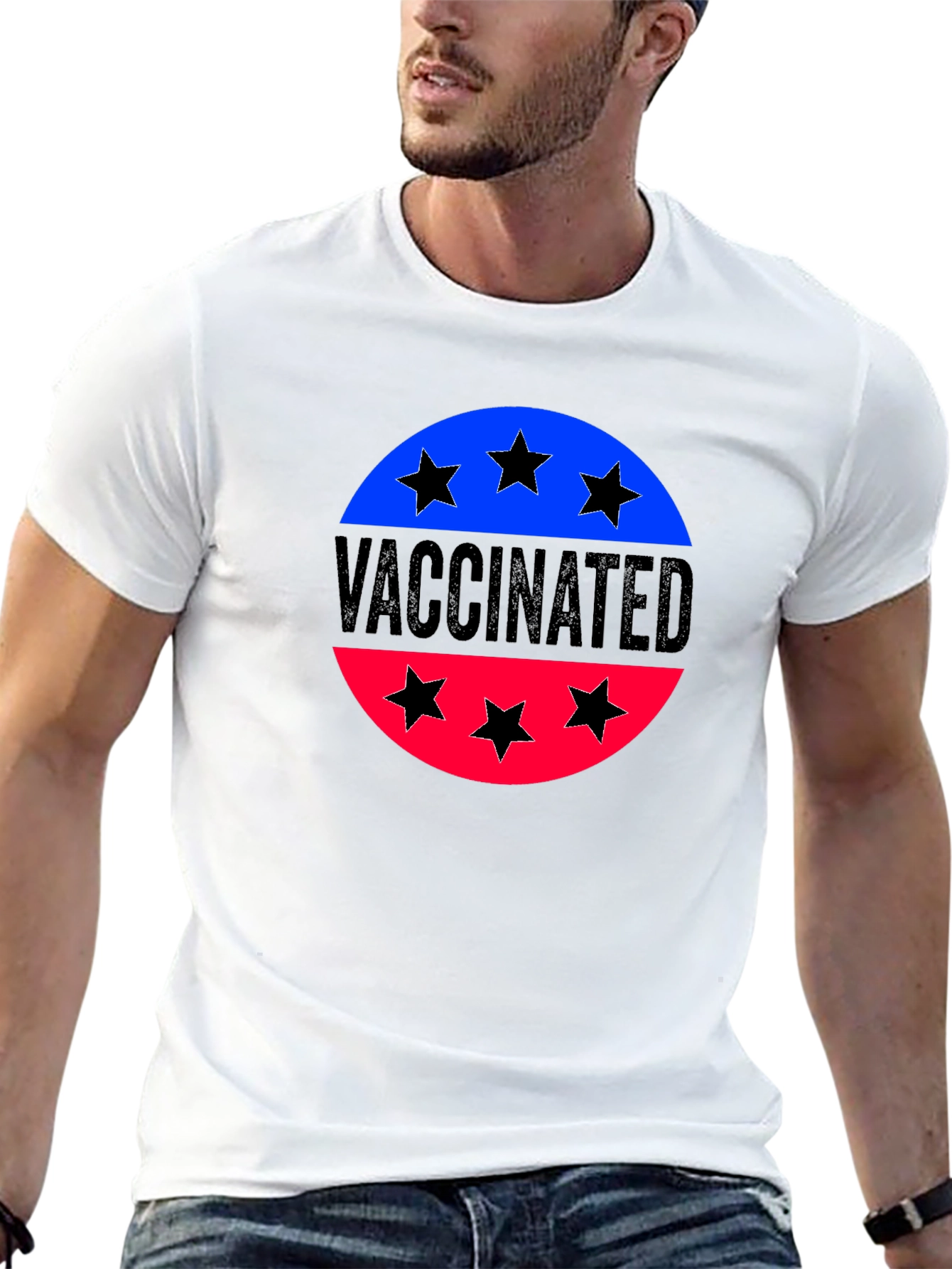 Vaccinated Patriotic Tee - Black Cotton Shirt
