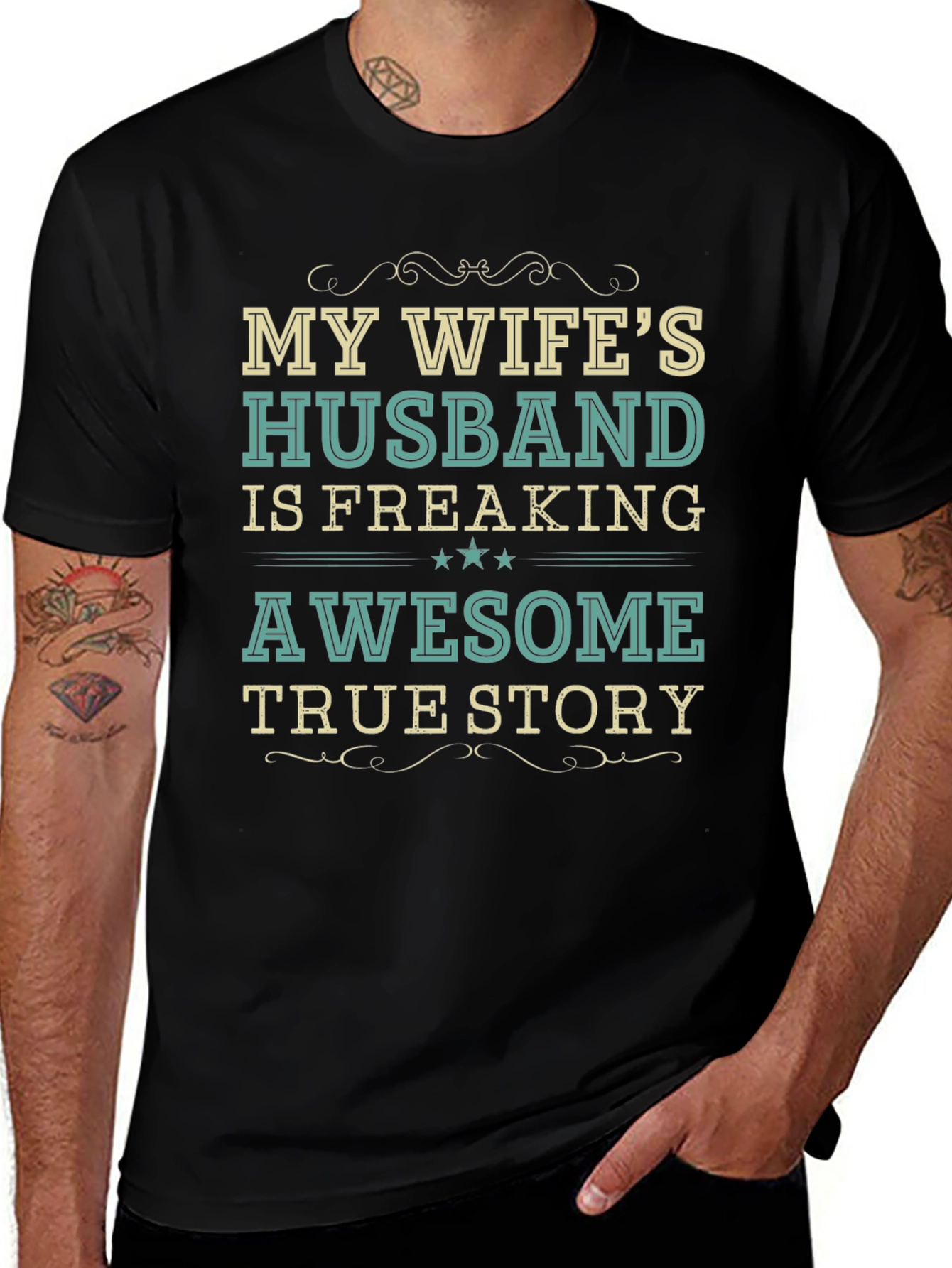My Wifes Husband Awesome Funny Novelty T-Shirt